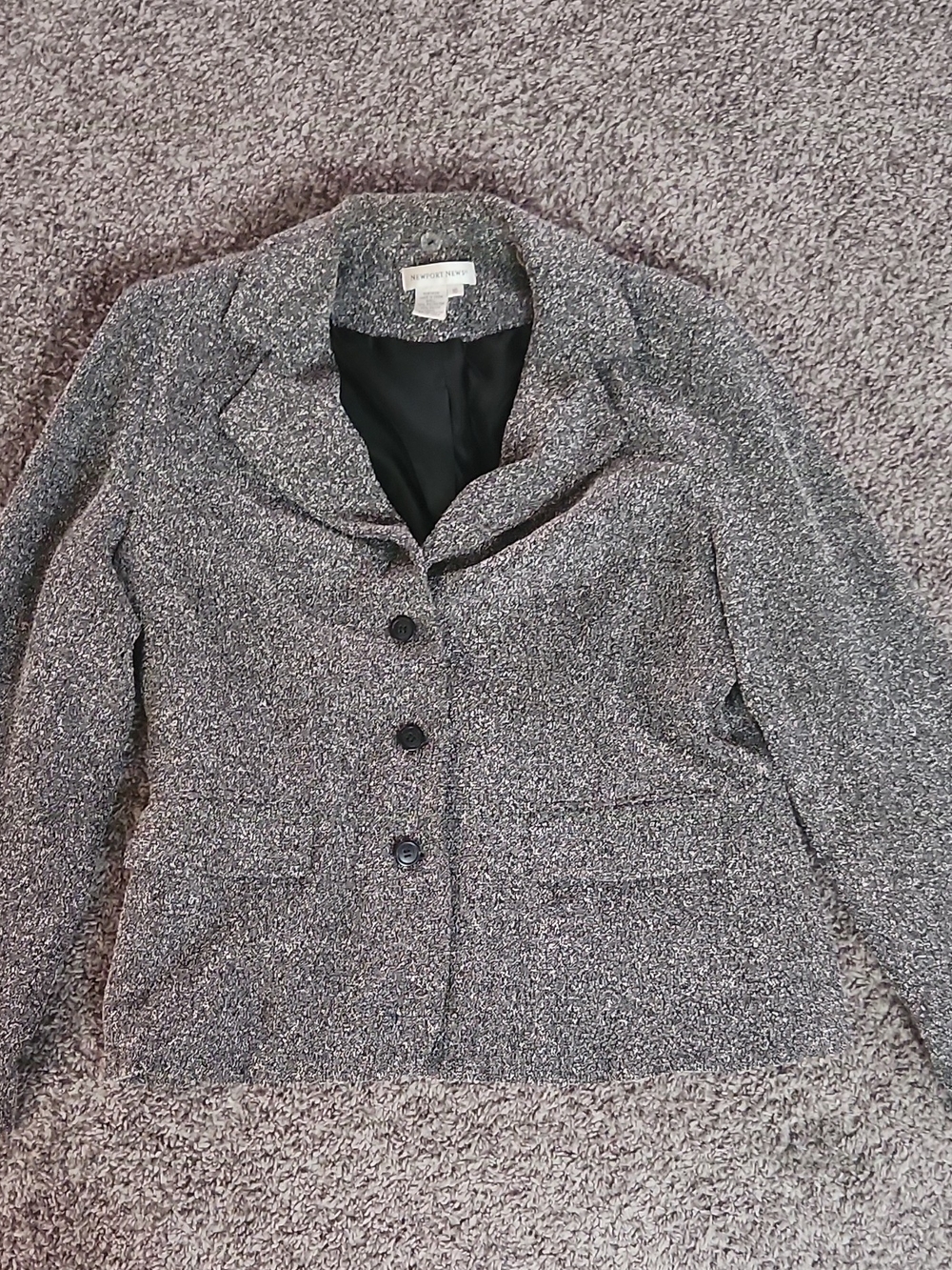 Newport News Gray Tweed Button-Front Women's Blazer